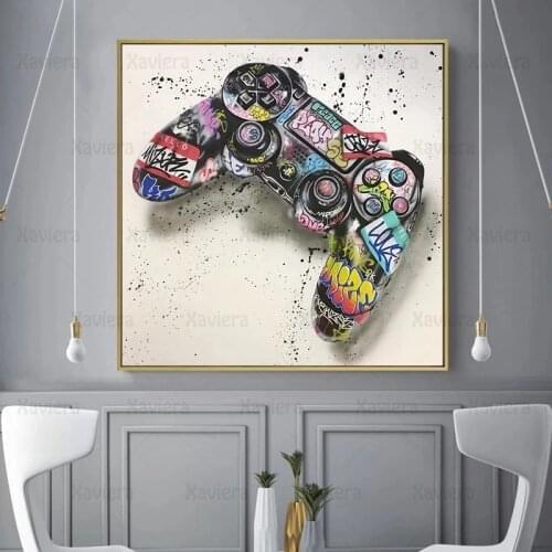Nordic Modern Graffiti Art Playstation Poster Game Handle Canvas Painting Wall Decoration Poster Playroom Childrens Room Mural