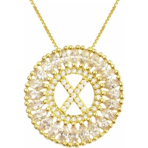 OMYFUN Stylish Joyeria Mandala De Letra Collar Initial X Necklace Personalized Letter Pendant Necklace Best Gift Brazil US Jewel