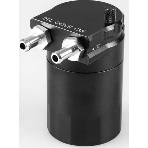 Universal Car Oil Catch Can Tank with Breather Compact Dual Cylinder Polish Baffled Engine Air Oil Separator Tank Reservoir