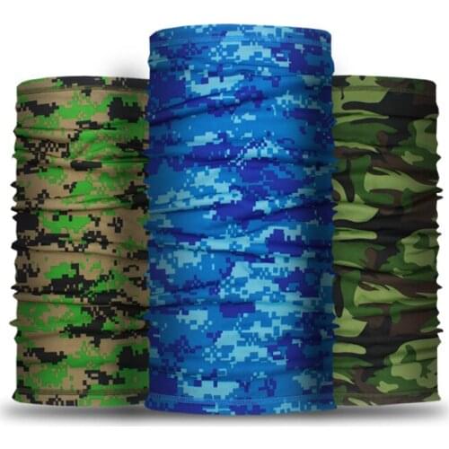 Bicycle sunscreens ice silk camo scarf,Polyester Seamless Sport Neck Gaiter Tube Bandana Headband Face cover fishing magic scarf