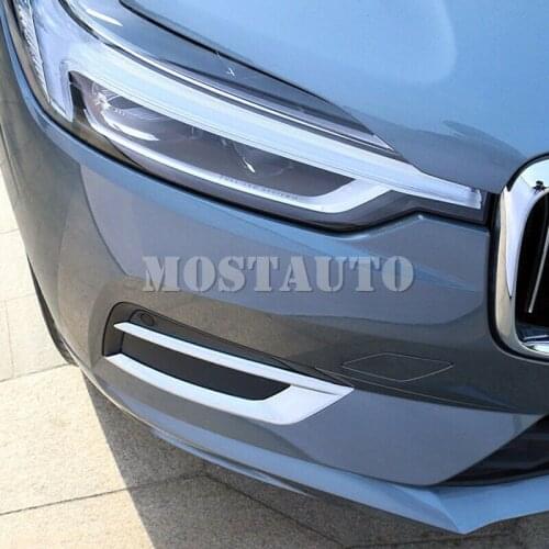 For Volvo XC60 Second generation 2018-2021 ABS Chrome Top Upper Front Fog Light Lamp Cover Trim 2pcs Car Accessories Interior