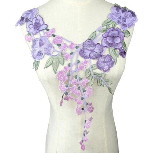 Embroidered Lace Fabric Trim DIY Neckline Collar Costume Decoration Sew On Dress Clothing Applique Sewing Accessories