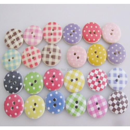 WBNVNK 3/5" baby clothes buttons 150pcs 2-holes DIY sewing dots printed wood button tailor accessories