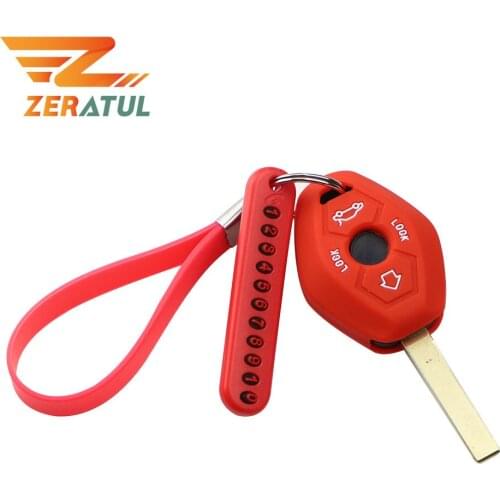 Zeratul for BMW X3 X5 Z3 Z4 3 5 7 SERIES E38 E39 E46 E83 1998 - 2005 Silicone Car Key Case Cover Key Chain with Phone Number