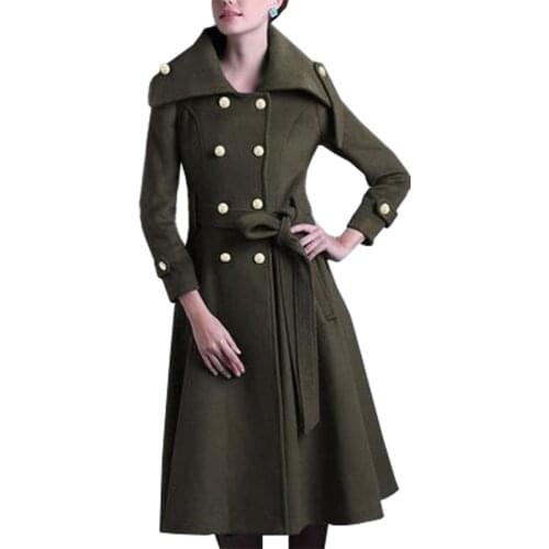 Fall Winter Coat Women New Western Slim Thick Double Breasted Woolen Coats womens Sweater Trench Coat Clothing Vestidos LBD6034