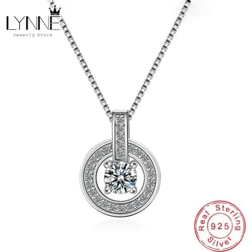 New Fashion 925 Sterling Silver Round AAA Zircon Pendant Necklace Dance Dazzling Rhinestone CZ Drop Necklaces Women Jewelry Gift