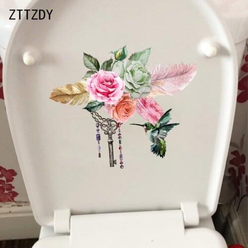 ZTTZDY 22.1*18.6CM Creative Watercolor Rose Girl Bedroom Wall Sticker Mural Toilet Decals T2-0488