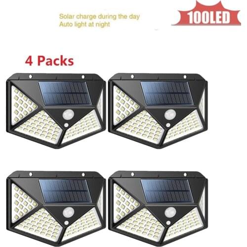 1-4pcs 100LED Solar lamp Wireless PIR Motion Sensor Street light Solar Charge Outdoor Security Garden Night Decoration Luminaria