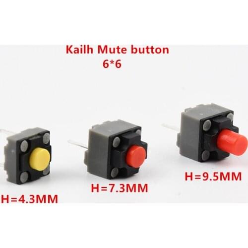 10-100Pcs Kailh Mute button 6*6*4.3/7.3/9.5mm square Silent switch mouse micro button Tact Switch 6x6x4.3MM 6x6x7.3MM 6x6x9.5MM