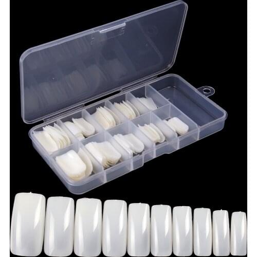 100 Pcs Natural white French tip Acrylic False Fake Nail Art Fingernail Full Tips Boxed