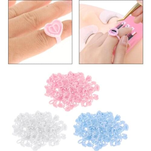 100PCS Disposable Eyelash Glue Fan Cup Rings Holder Container Tattoo Pigment Eyelash Extension Tools Lash Supplies