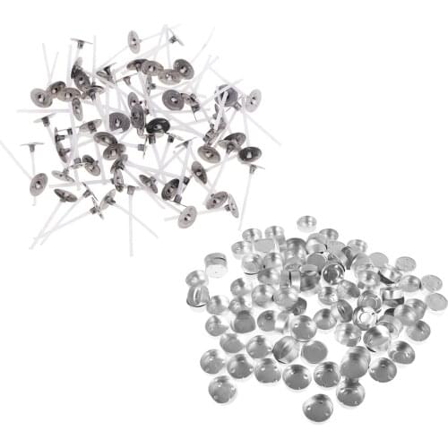100 Pieces Straight Flange Aluminum Tea Light Tins , Case ,Containers And 100X Candle Wick Tealight Candle DIY Mold /Accessory