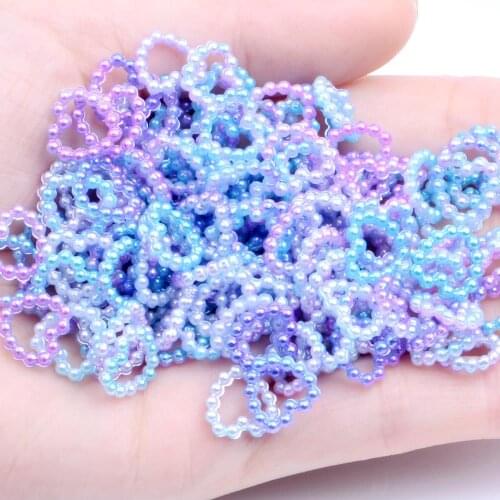 1000pcs 11mm Half Heart Rainbow Imitation Pearl Art Resin Rhinestones Flatback DIY Crafts Jewelry Making Wedding Decoration