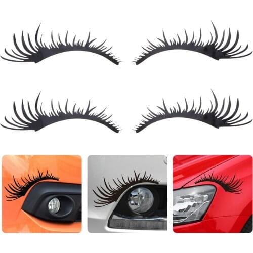 2 Pairs Car Sticker Headlight Prime Eyelashes Decoration Sticker for Auto