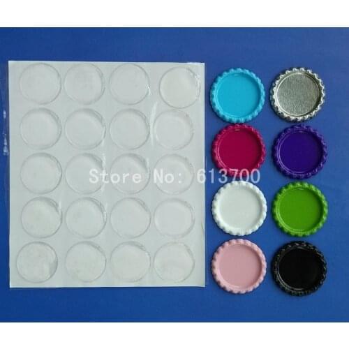 4000 pcs/lot : 2000 pcs Two- Side Colored Flattened Bottle caps Bottlecap +2000 pcs clear epoxy dome For Crafts & Jewelry