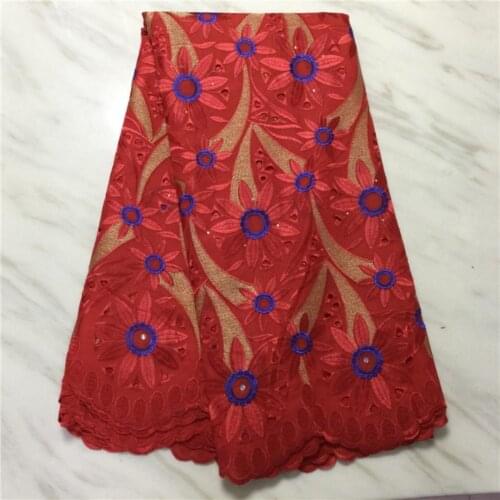 5 Yards Swiss Voile Cotton Lace Fabric Embroidery Hole Stone Beaded High Quality French Brocade Tissu Africain Brode Coton Cloth