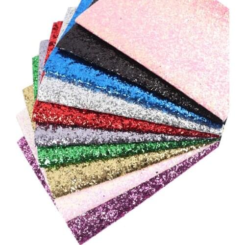 AHB 50pcs 22*30cm Chunky Glitter Synthetic Faux Leather Sheet A4 Glitter PU Leather Fabric DIY Bows Material Craft Supplies