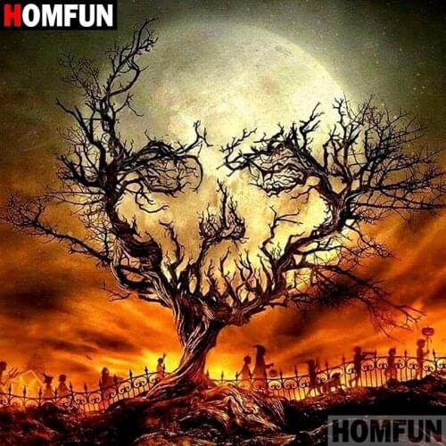 HOMFUN Diamond Painting "Skull scenery" Cross Stitch Custom Photo Diamond Embroidery Square Round Drill Home Decor A07337