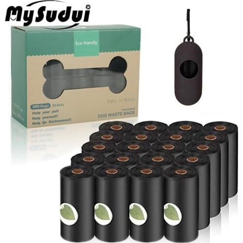 MySudui 20 Rolls Compostable Dog Poop Bags With Dispenser Eco Friendly Biodegradable Dog Bags Waste Poop Bag Holder Bolsas Perro