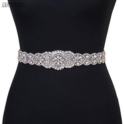 Noble Women Belt Rhinestone Bridal Belt Thin Crystal Beaded Bridal Belts Women Belt For Girl Party Dress Longer Applique Belt