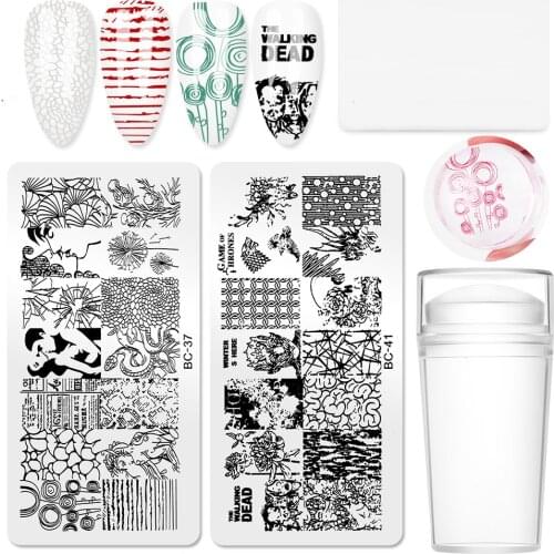 Nail Art Stamp Plate Lovers Marble Flower Geometry Nail Polish Print Jelly Stamper Scrapper Tool Kit