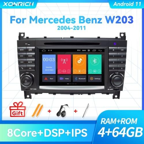 DSP 2 Din Android 10 Car DVD Multimedia For Mercedes/Benz W203 W219 A-Class A160 C-Class C200 CLK200 Radio GPS Navigation Stereo