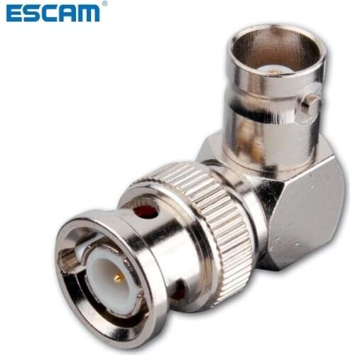 ESCAM 5pcs copper BNC Male Plug to BNC Female Jack Right Angle 90 Degree Adapter Coaxial connectors
