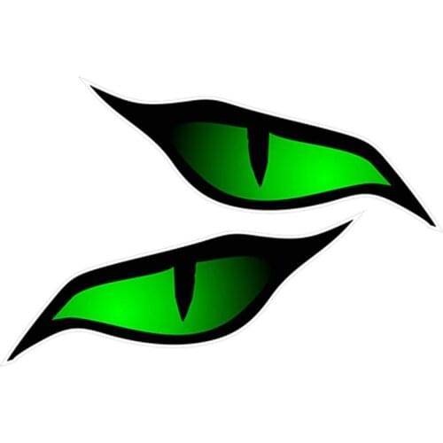 Personality Car Sticker Pair of Evil Eye Eyes Design In Green for Automobile Motorbike Helmet Vinyl Decal