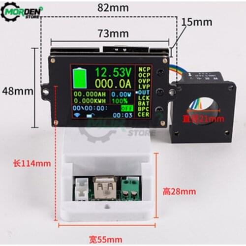 DC Voltage Current Meter Monitor 500V 500A 2.4 Inch TFT LCD Display Wireless Voltmeter Ammeter Battery Tester Capacity Power