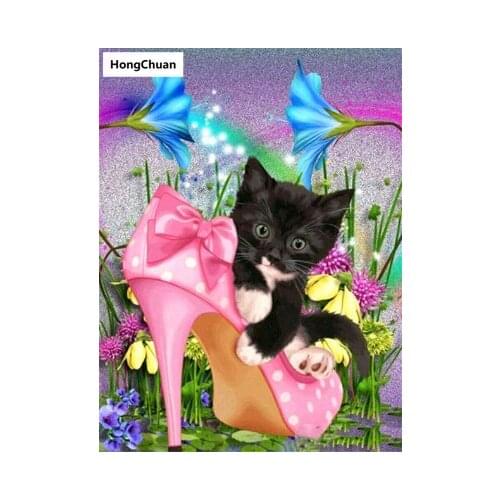 Cute Cat Mural 5D DIY Square/Round Diamond Painting Mosaic Cross Embroidery Handicraft Home Decoration Christmas Gift New Year