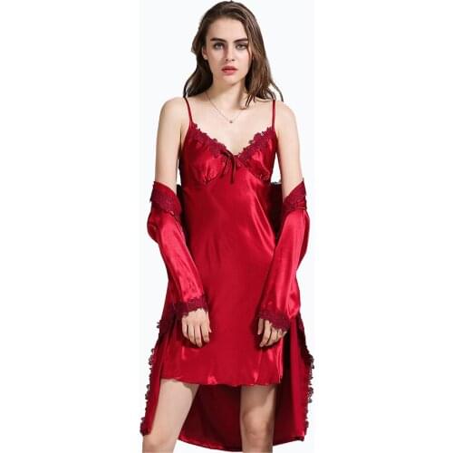 3PC Lingerie Women Sexy Set Pajamas And Robe Sets Nightwear Dress Silk Robe Ladies Sleepwear Nightgown Women Cardigans