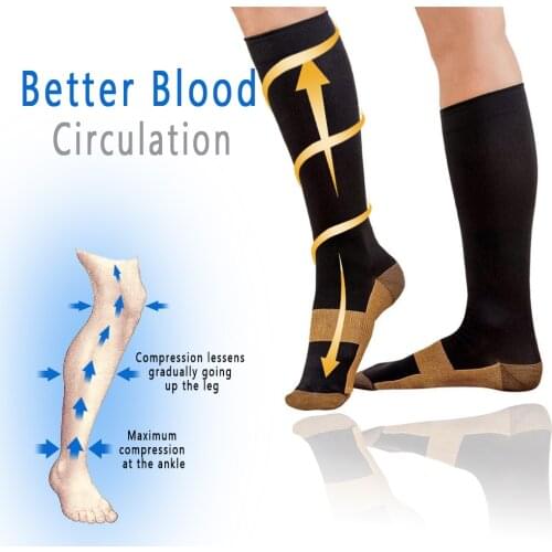 Copper Compression Socks Men Women Anti Fatigue Pain Relief Knee High Stockings 20-30 mmHg for Running Athletic Pregnancy XXL