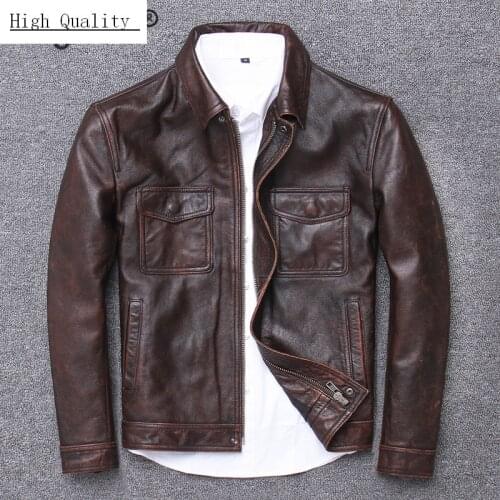 100% Real Leather Jacket Men Autumn Winter Clothes 2020 Streetwear Fit Genuine Cow Leather Coat Mens Leather Jacket 1790