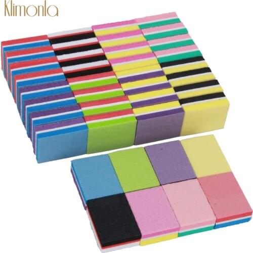50Pcs/Lot Mix Nail File Set Double-side Color 100/180 Grit Nail Files lime a ongle cristal Sponge Buffing Block Manicure Tools