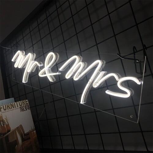 Mr & Mrs Custom LED Letter Neon Sign Wall Decor For Bar Home Cafe Wedding Party Decorative Light Creative Gift