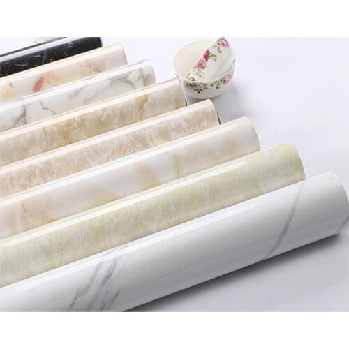 Jazz White Marble Pattern Wallpaper Kitchen Waterproof Table Cabinet Door Panel Window Sill Self-Adhesive Decoration Renovation