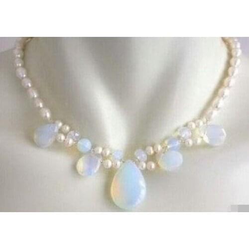 DD Wholesale new FireOpal and FreshWater Pearl Cluster Necklace