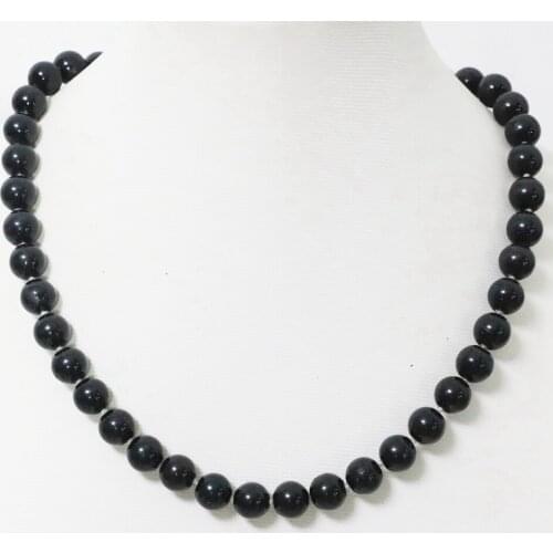 High quality black baking paint glass round beads necklace for women new fashion 4-14mm pretty party gift jewelry 18inch B1642