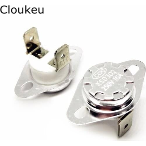 5Pcs KSD302 16A Temperature Switch Thermal control Normally Closed KSD301 210/220/230/240/250/260/300 Centigrade