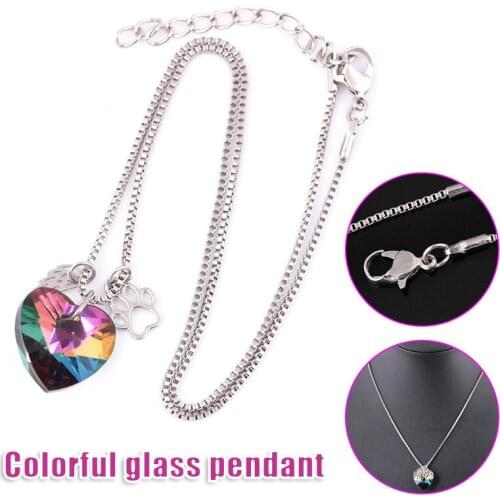 Rainbow Heart Dog Memorial Necklace Jewelry Gift for Women Colorful Sweater Accessory XIN-Shipping
