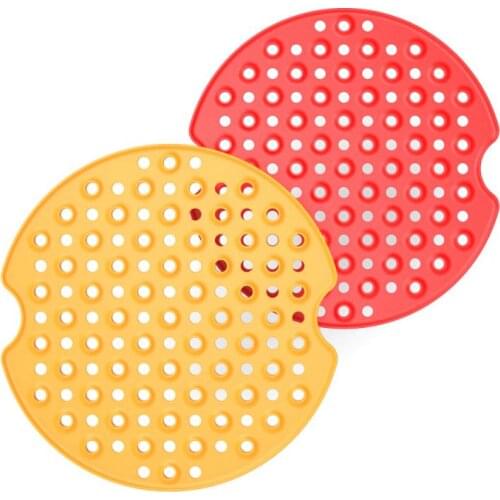 Air Fryer Liner Food Grade Reusable Silicone Anti-slip Round Air Fryer Mat Non-Stick Steaming Basket Mat Cooking Kitchen Tool