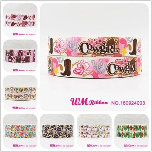 Q&N ribbon 7/8inch 22mm my cowgirl printed grosgrain ribbon webbing 50yards/roll for hair tie free shipping