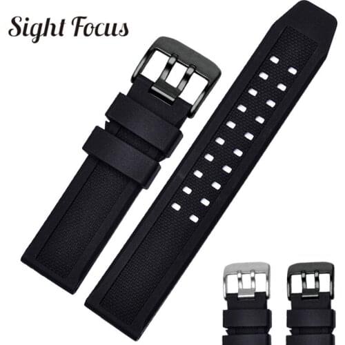 Silicone Rubber Men Watch Strap for Luminox 23mm Watch band w Brushed Black Tang Buckle Quality Band Diving Wristband Strap Male