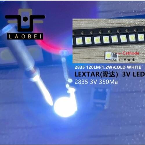 50PCS Original LEXTAR 2835 3528 1210 3V 1w-2W SMD LED For Repair TV Backlight Cold white LCD Backlight LED