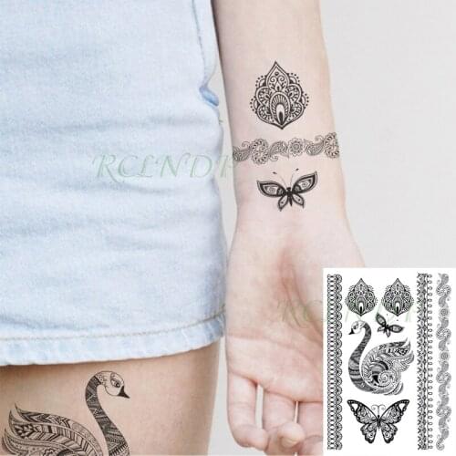 Waterproof Temporary Tattoo Sticker Butterfly Lace Style Design Fake Tatto Flash Tatoo Back Leg Arm Art for Girl Women Men