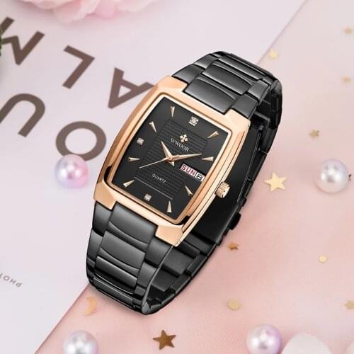 WWOOR Womens Watches Top Brand 2021 Luxury Diamond Ladies Dress Quartz Clock Female Square Waterproof Wrist Watches Reloj Mujer