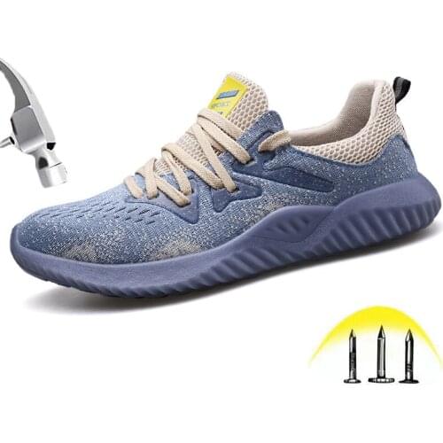 Safety Shoes Mens Outdoor Anti-smashing Puncture Proof Steel Toe Cap Lightweight Breathable Mesh Sports Style Soft Work shoes
