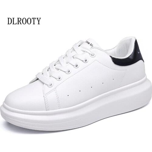 Women Casual Shoes Flat 2018 Autumn Fashion Outdoor Breathable Couple Shoes Platform Lace Up Solid Height Increasing Shoes Woman