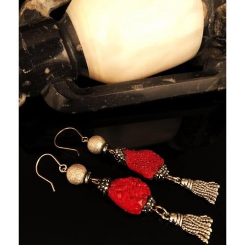 Dr Stone Natural Stone Women 'S Quartz and Hematite Stone Earrings NRS898 439799796