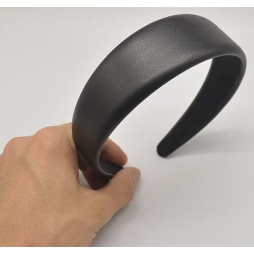 New Faux Leather Green Hairbands Solid Simple PU Leathers Women Autumn Winter Headbands Vintage Black Wide Hair Hoops Headwear